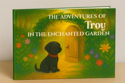 Personalized Dog Hardback A4 Storybook: Enchanted Garden Adventure for Kids